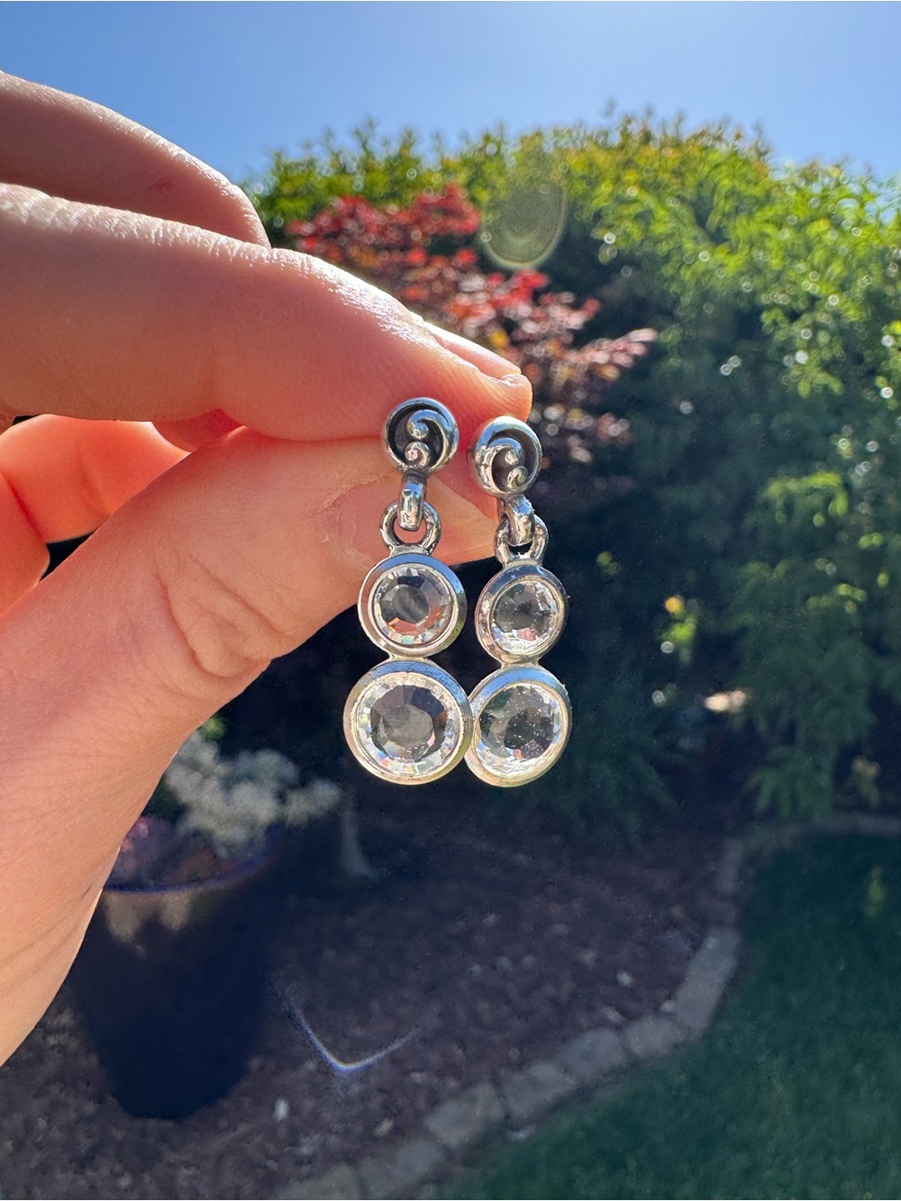 Brighton Silver Drop Earrings with Clear Crystals
